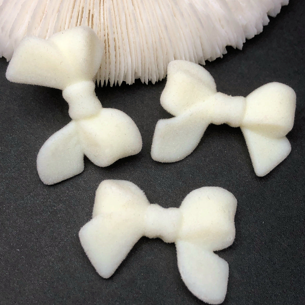 Wholesale 10PCS Flocking Bow Accessories Beads